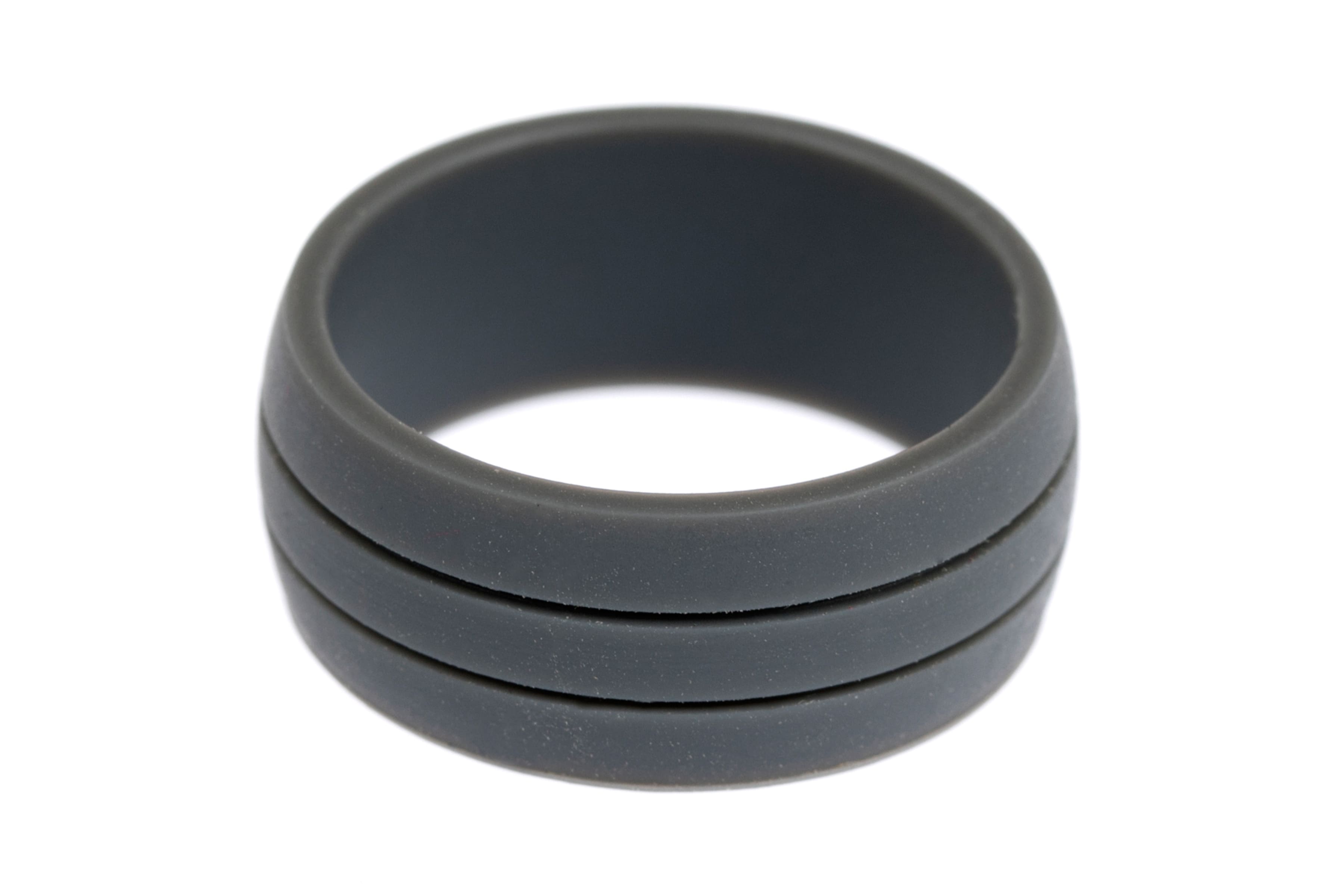 Charcoal Flat Groove Silicone Rings