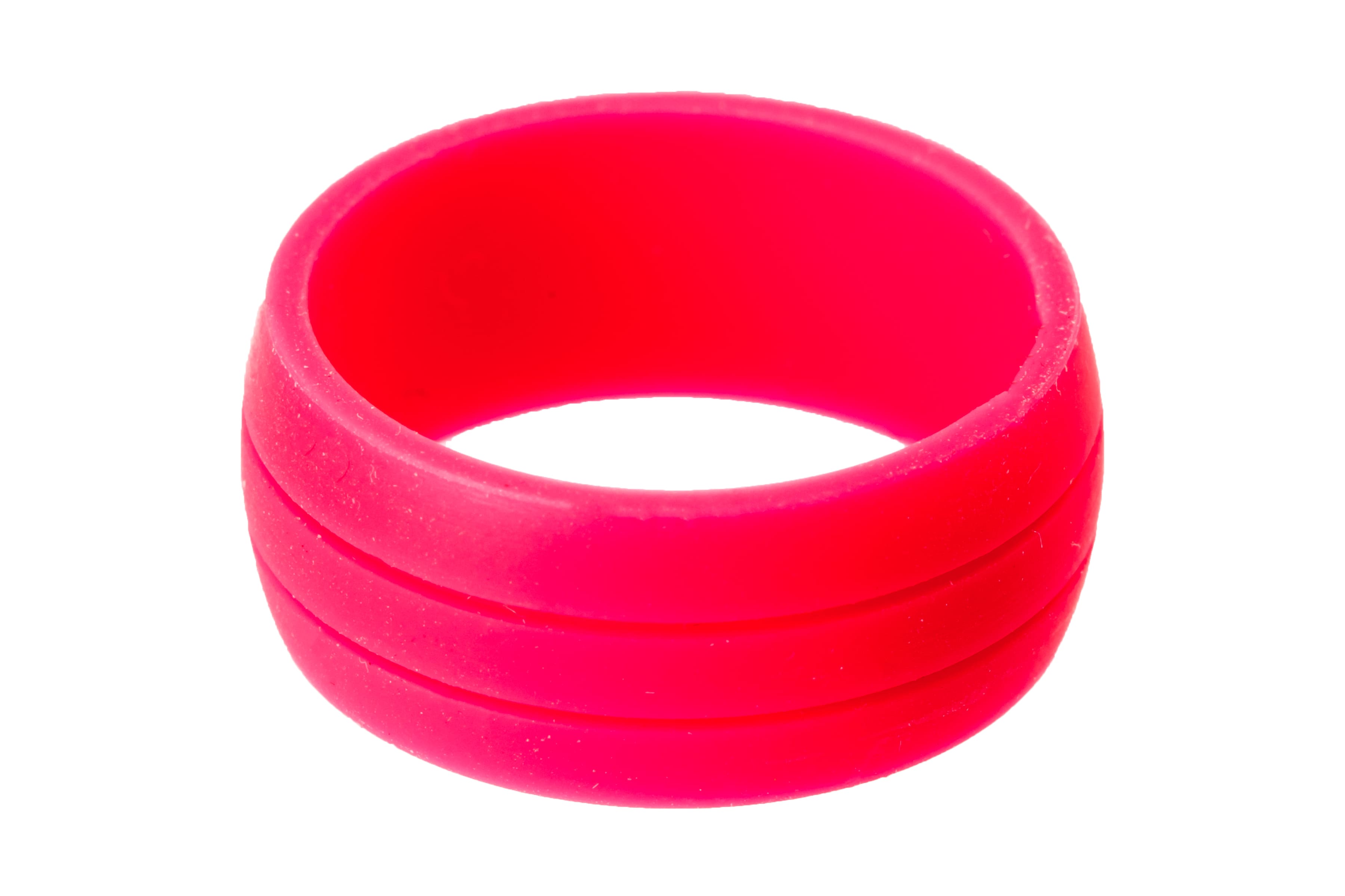 Shocking Pink Flat Groove Silicone Rings