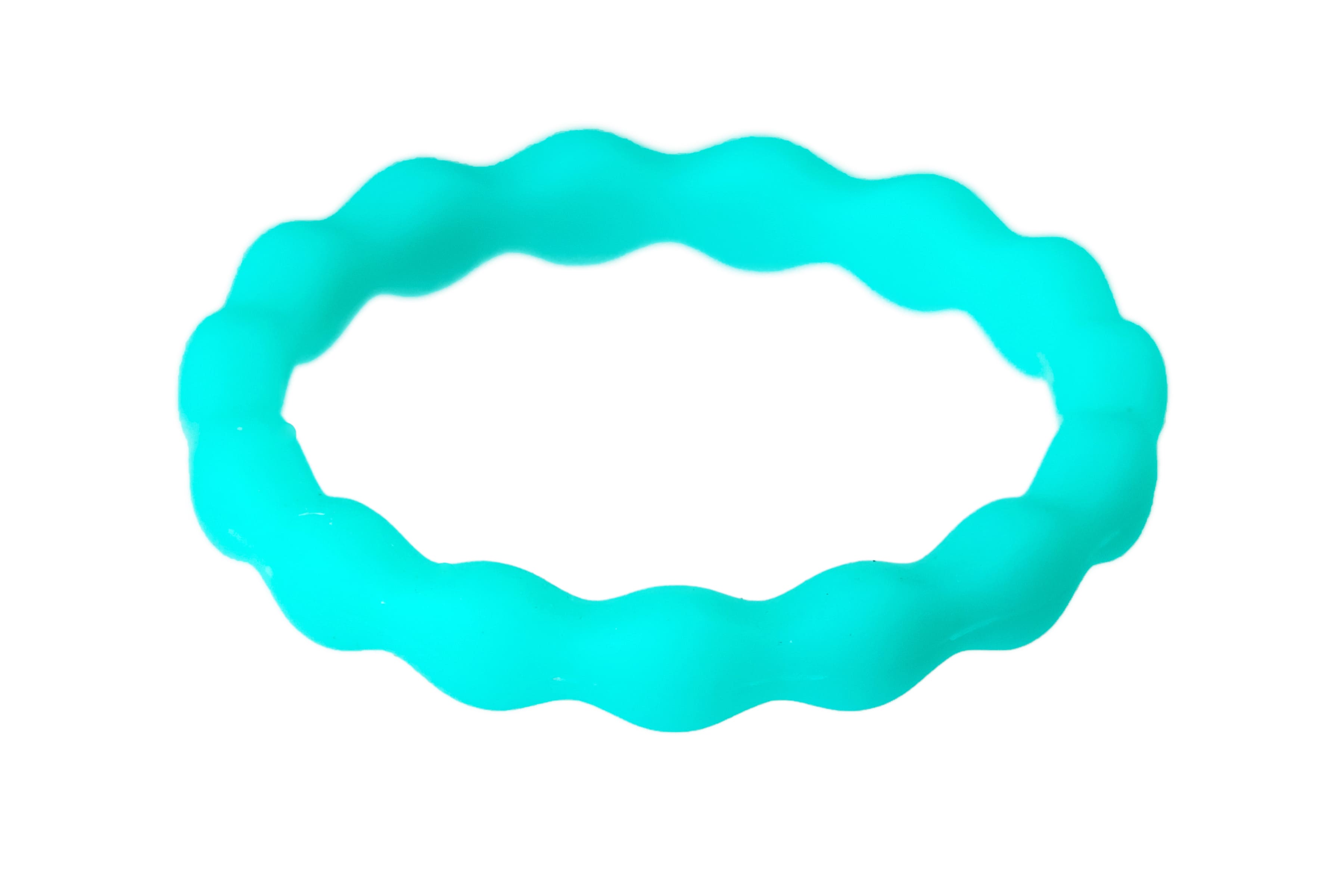 Turquoise Zig-Zag Silicone Rings