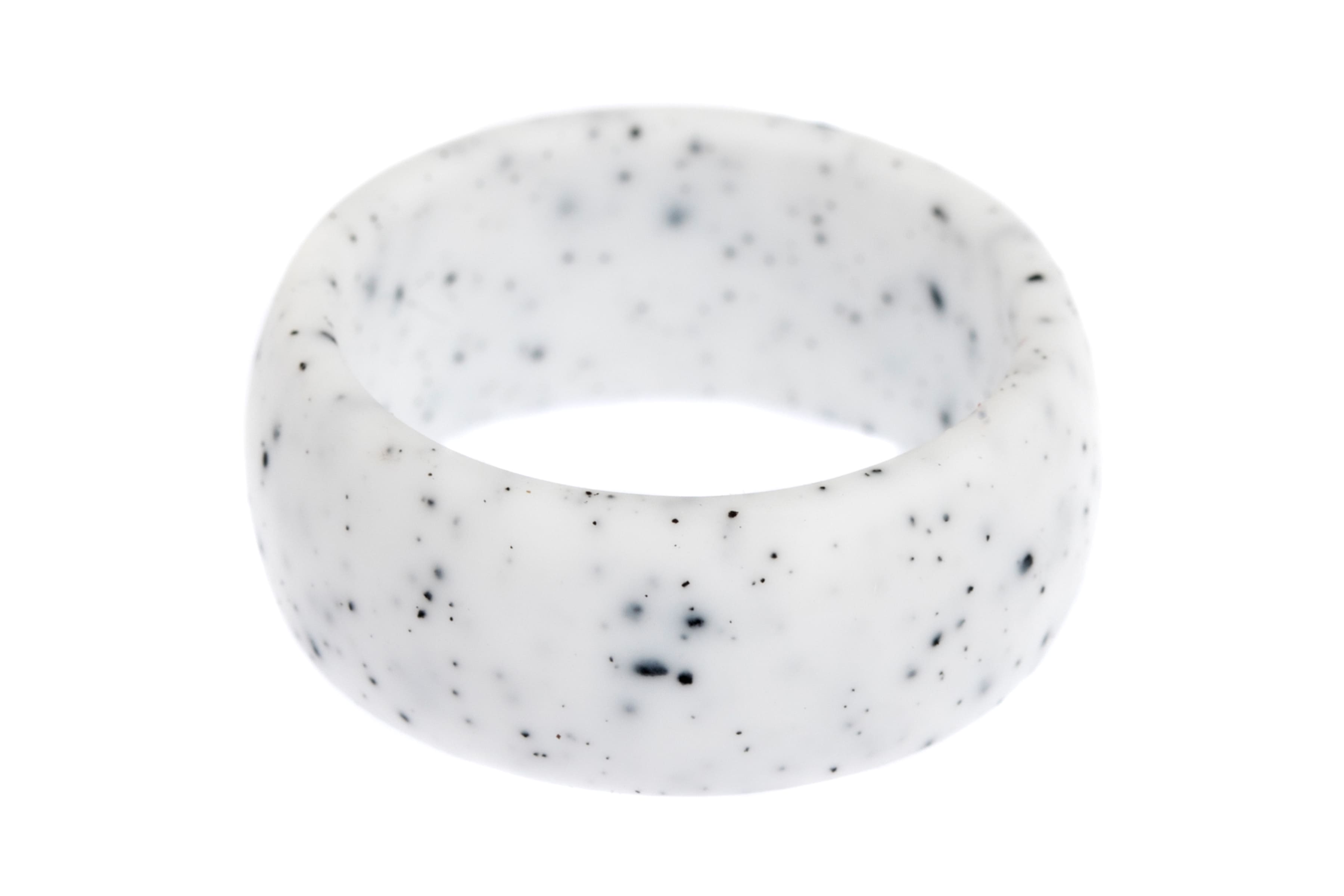 White With Black Spots Speckeld Silicone Rings