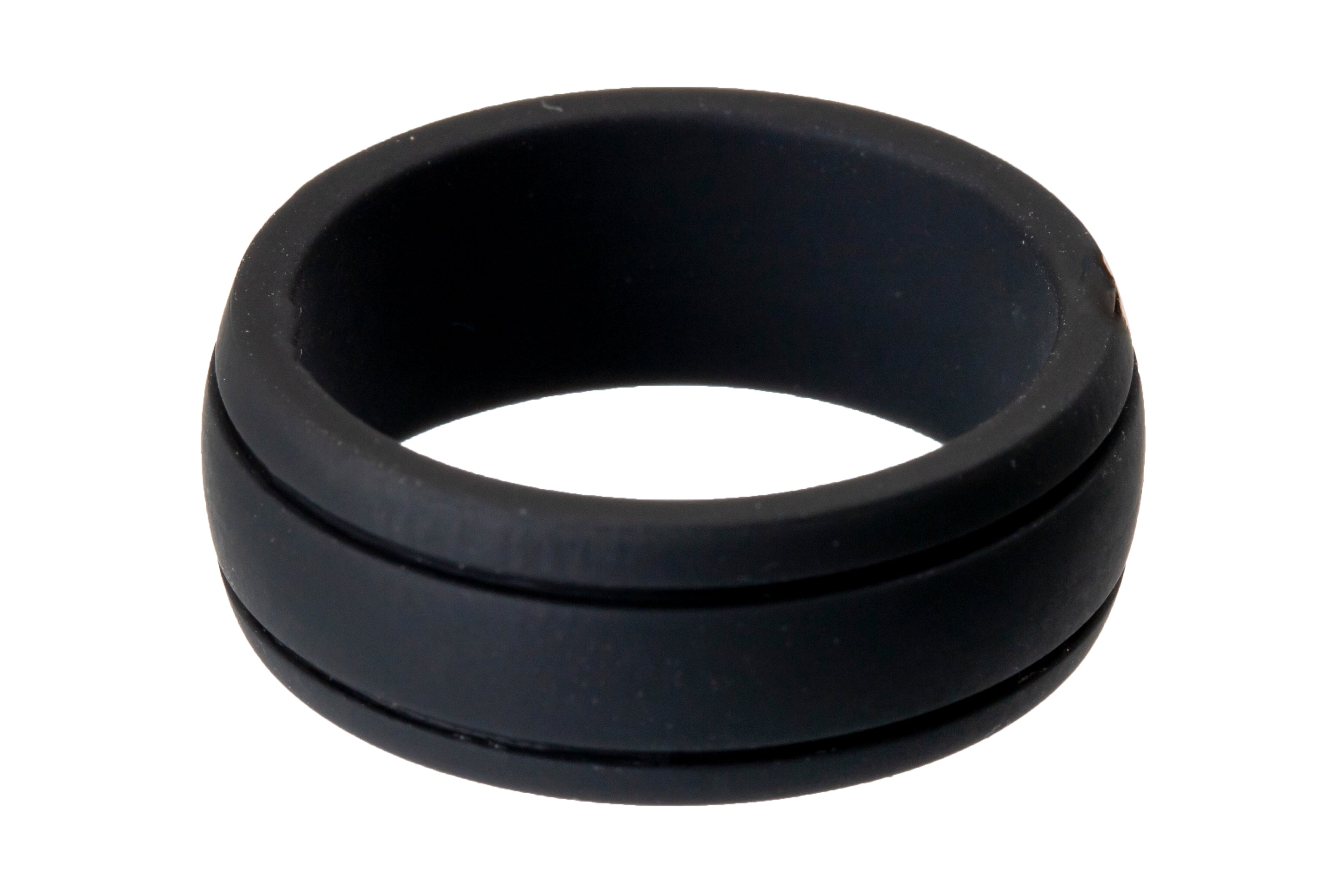 Black Double Groove Silicone Ring