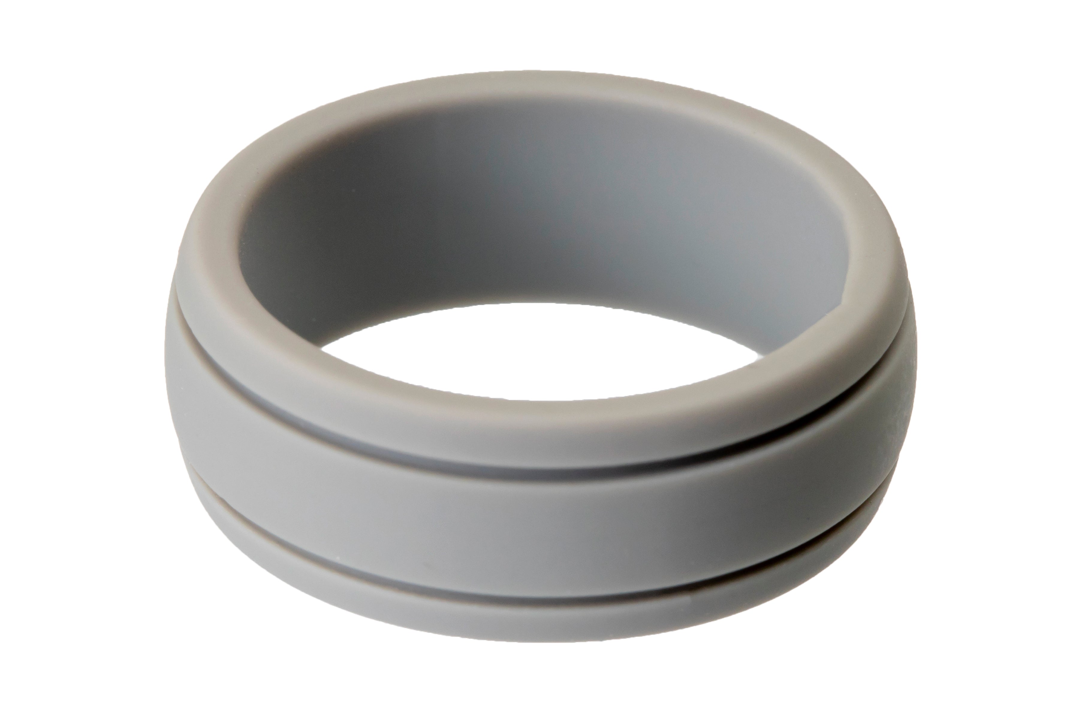 Grey Double Groove Silicone Ring