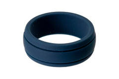 Navy Double Groove Silicone Ring