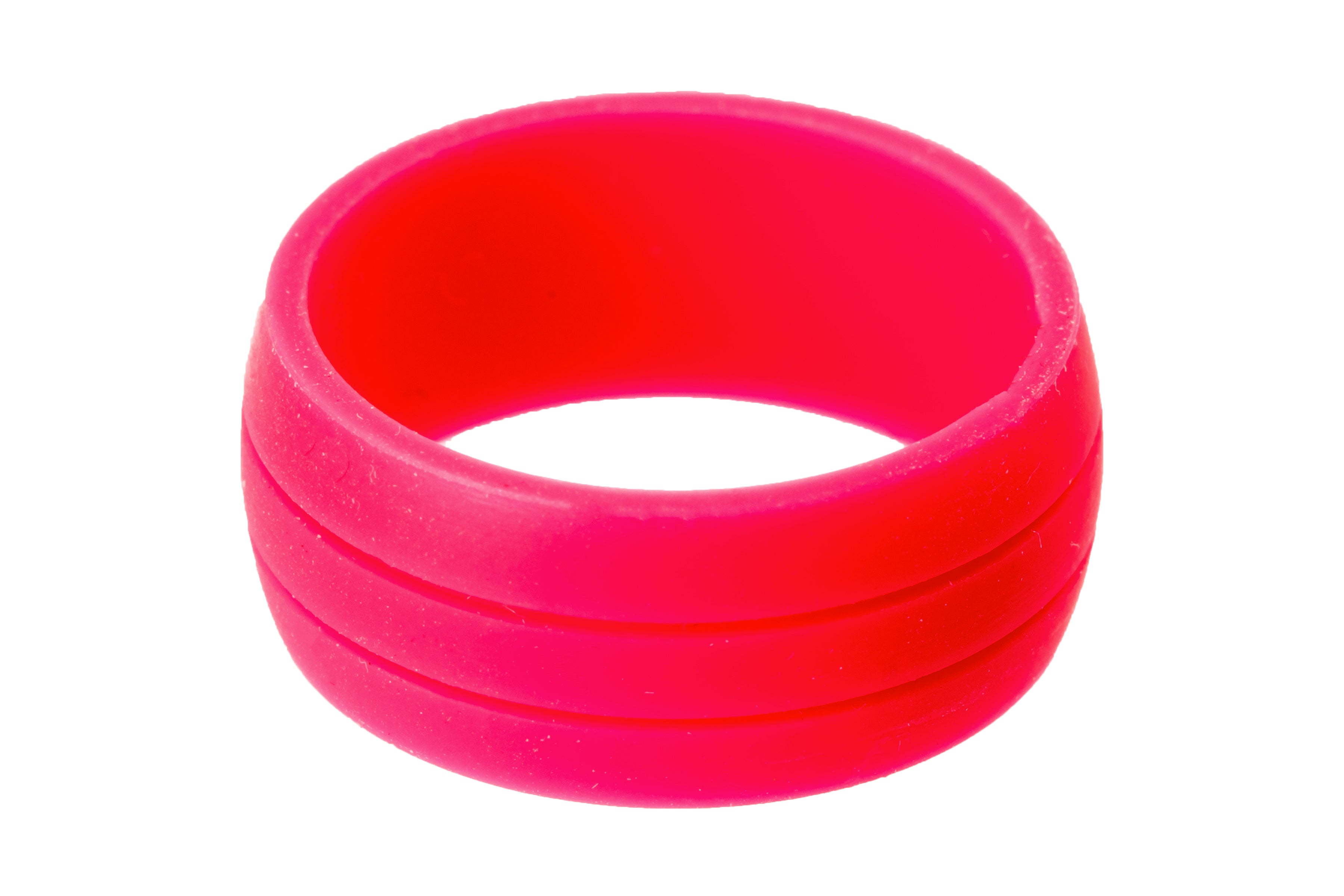 Bright Pink Flat Groove Silicone Rings