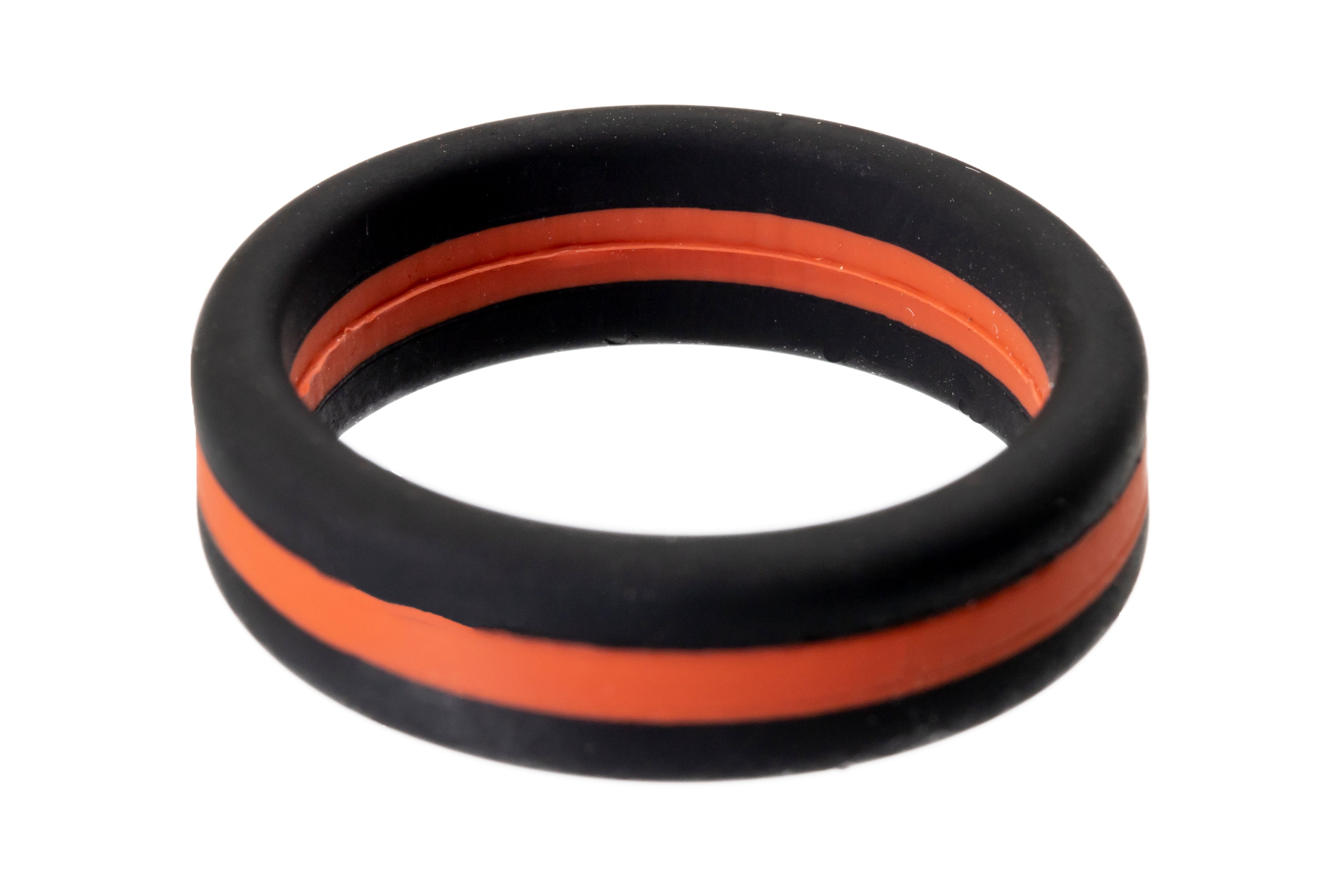 Black With Orange Stripe Silicone Ring