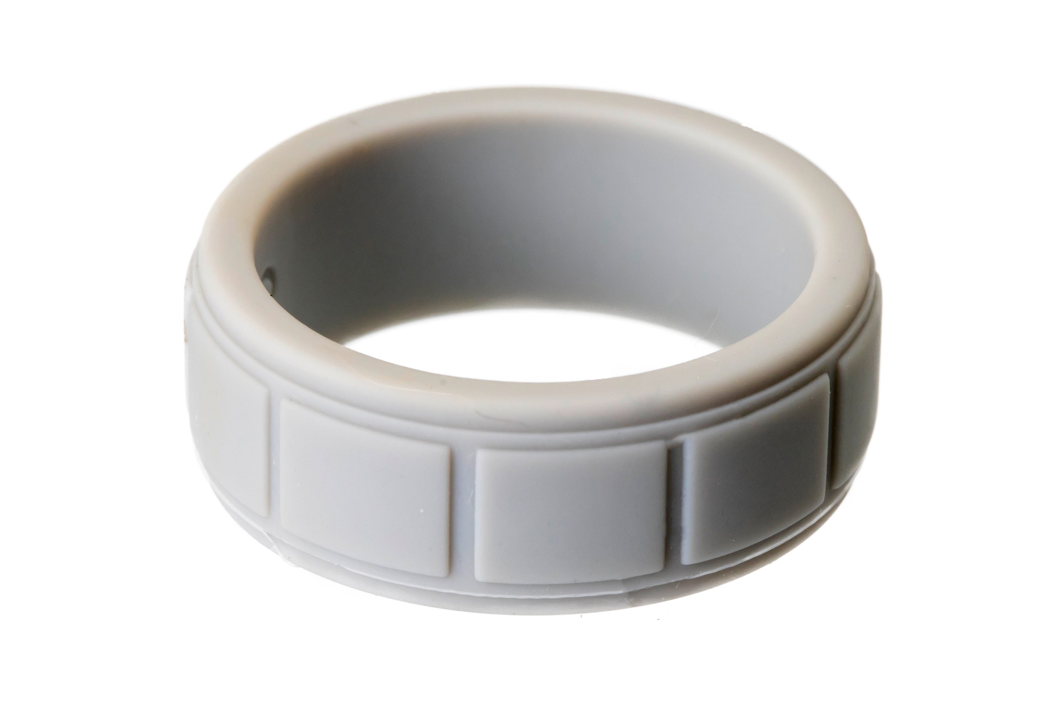 The Silicone Ring Shop Mens Light Grey Block silicone Ring