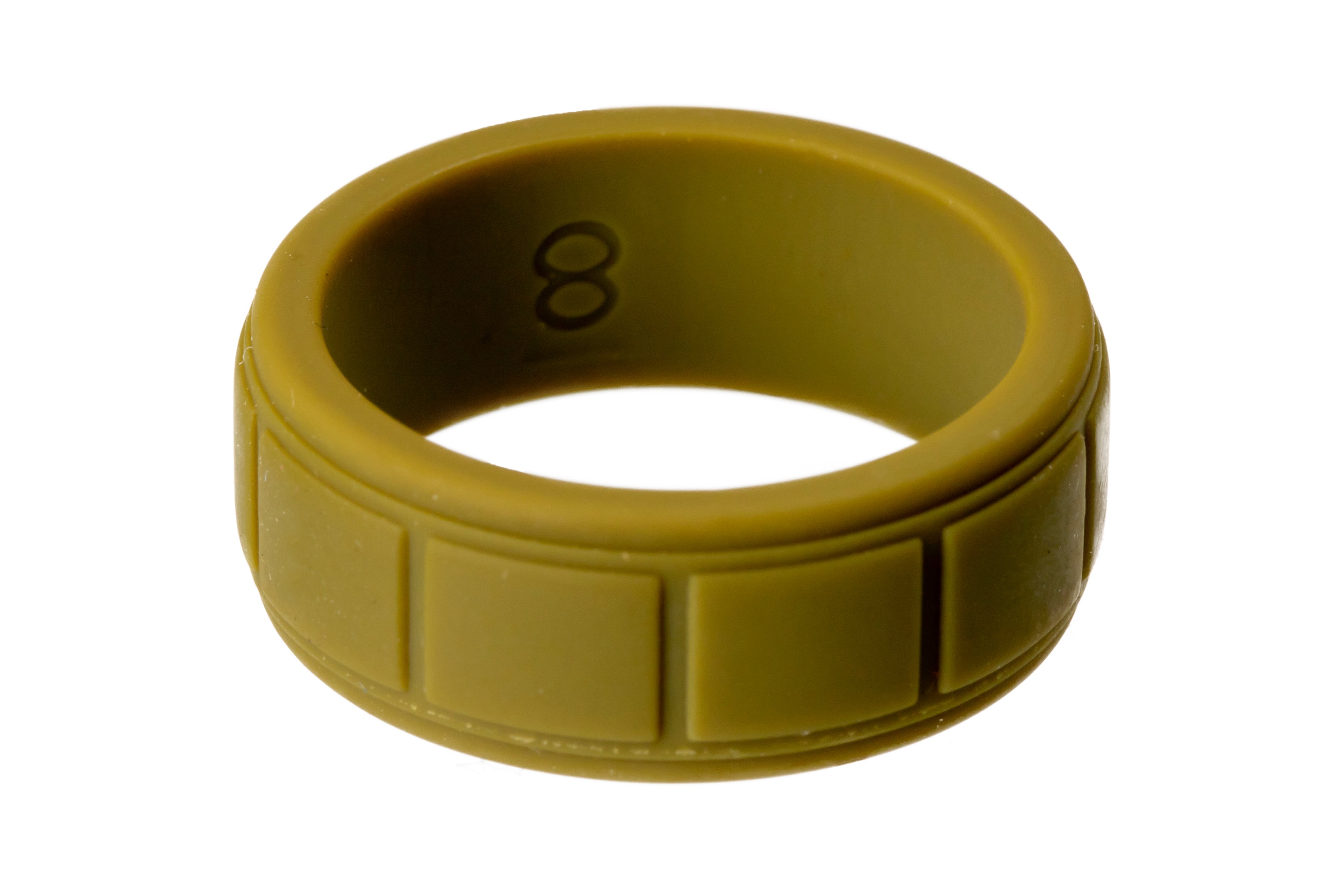 The Silicone Ring Shop Mens Olive Green Block silicone Ring