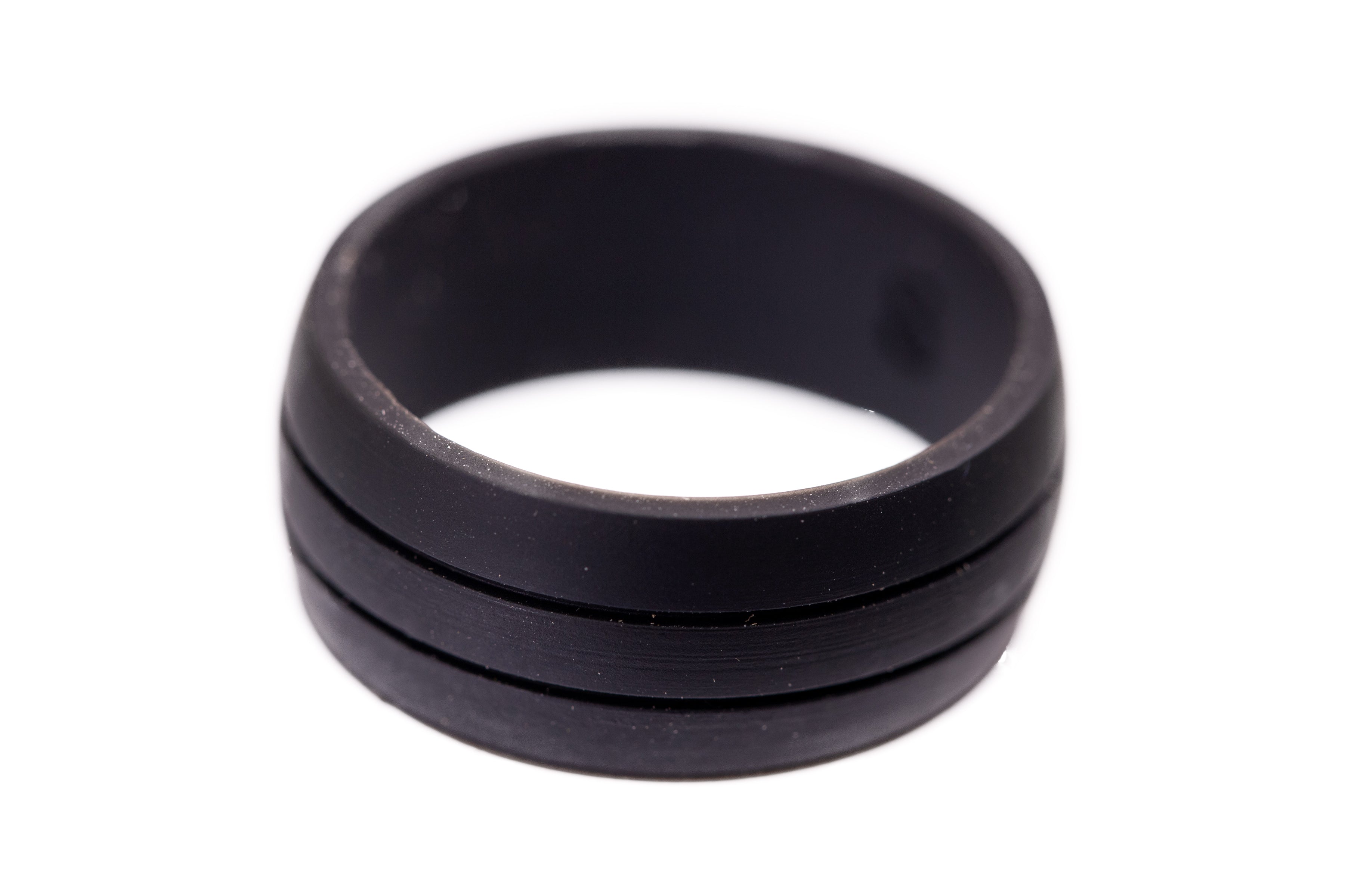 Black Flat Groove Silicone Rings