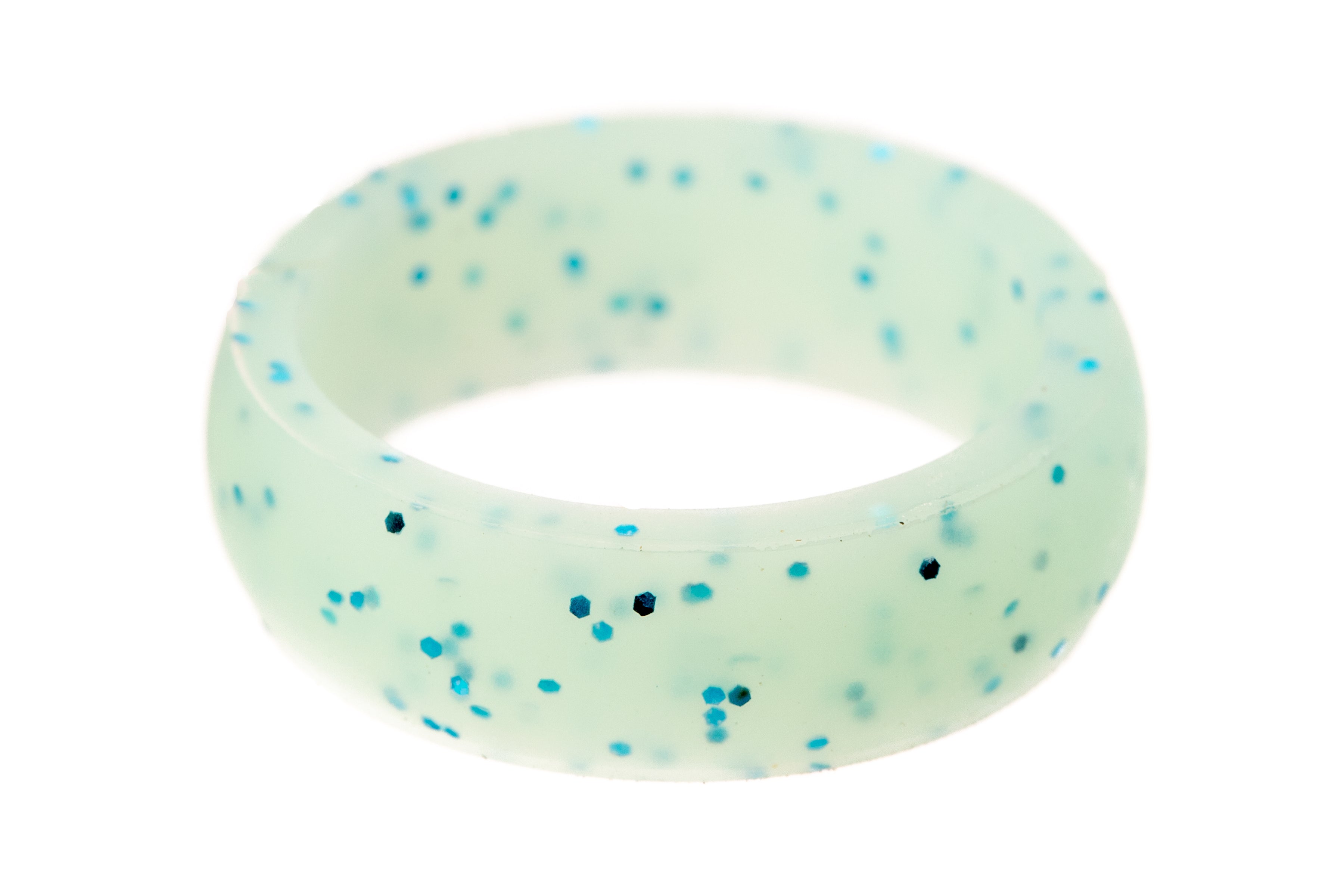 Turquoise Glitter Medium Silicone Ring